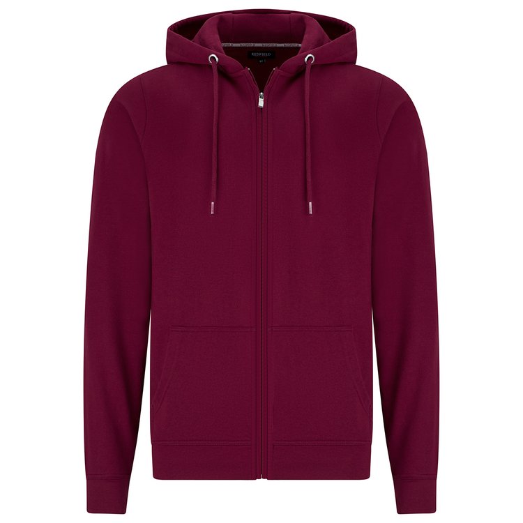Extra lange Sweatjacke mit Kapuze - weinrot