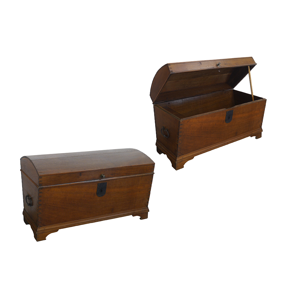Runddeckeltruhe antik Eiche Aussteuertruhe L: 125 cm -11859- | Antike Möbel