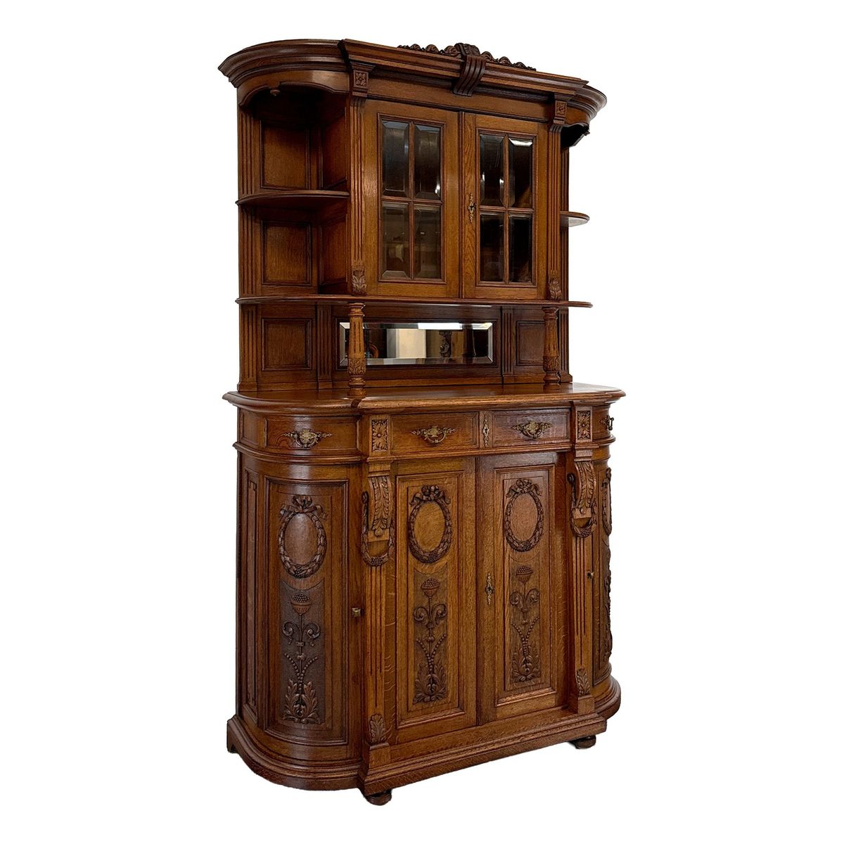 Buffet Gründerzeit um 1900 Eiche massiv geschnitzt 141 cm