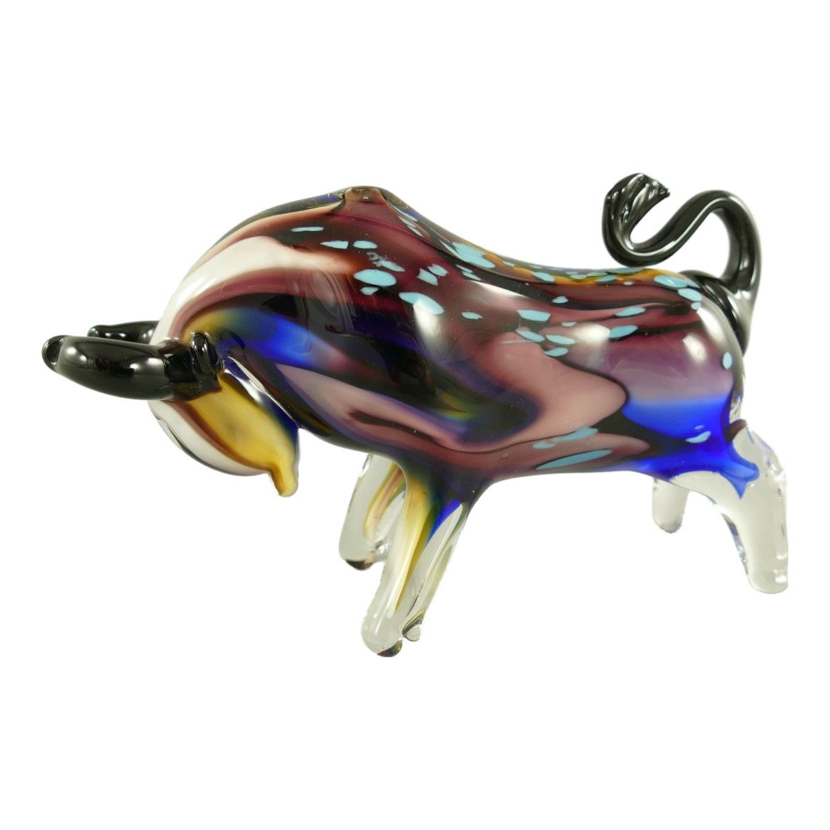 Glasfigur Bulle mehrfarbig 20 cm Murano-Stil Stier Wohnzimme