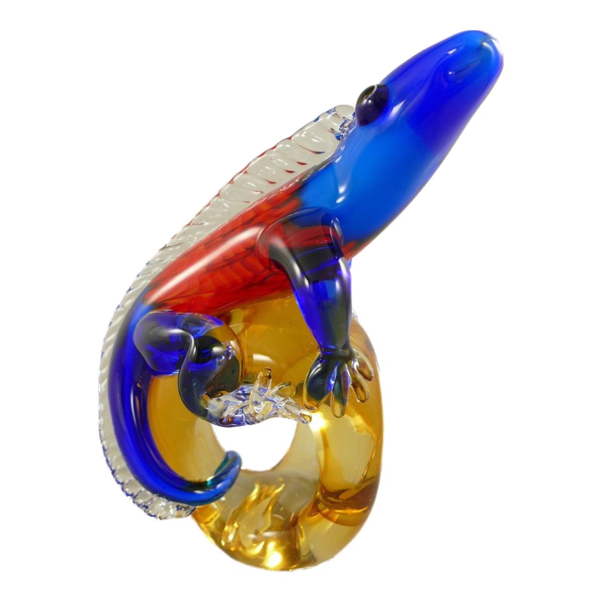 Glasfigur Chamäleon mehrfarbig 23 cm Kunstglas Reptil Murano