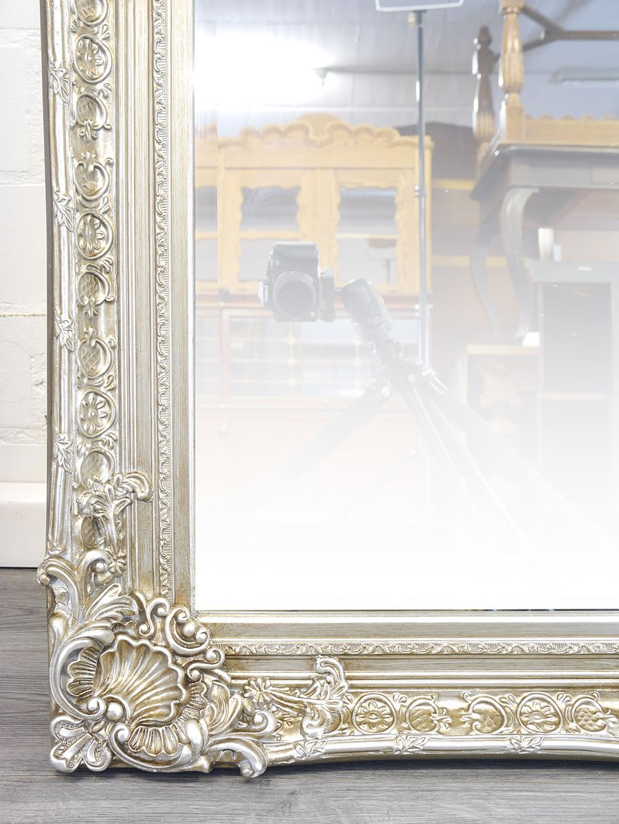 Großer Wandspiegel in silber im Antik Stil 90x180 cm (9820) | Antike Möbel
