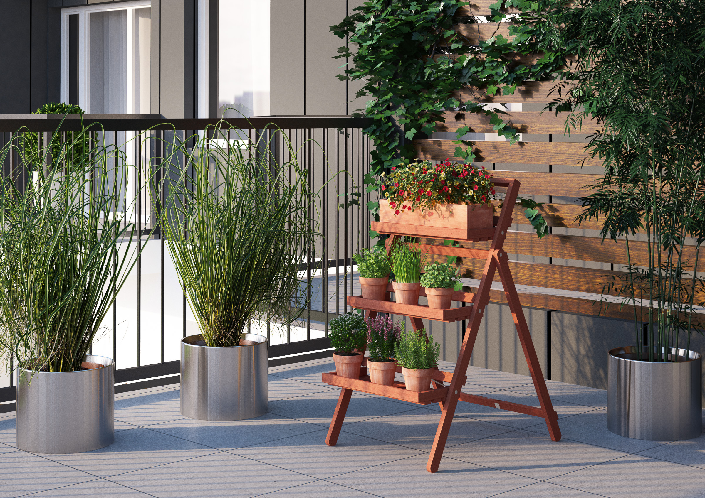 Blumentreppe Kräuterregal Blumenständer Buche Dunkel Klappbar