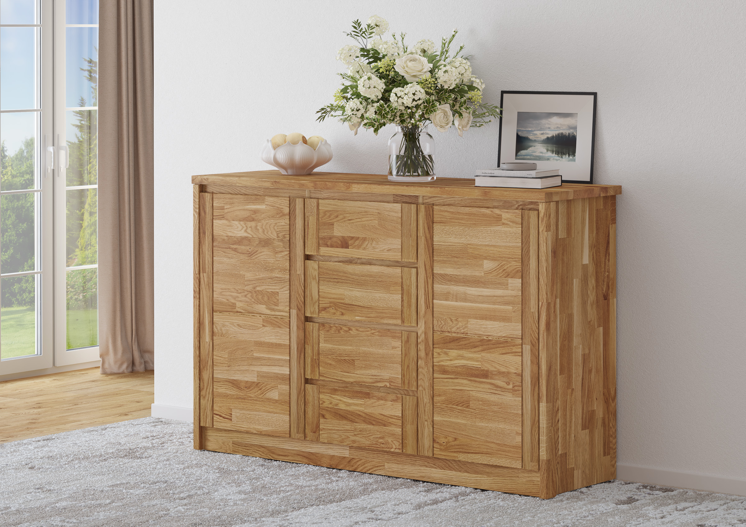Kommode Sideboard Schrank mit 4 Schubladen u. 2 Türen