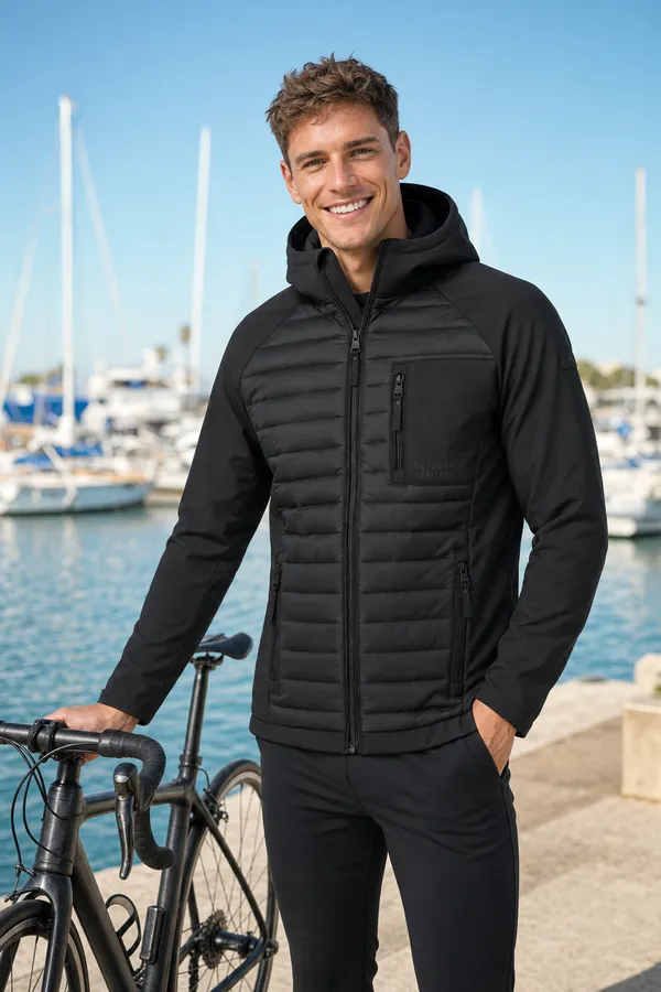 Sublevel Steppjacke mit Kapuze in Schwarz – Herren