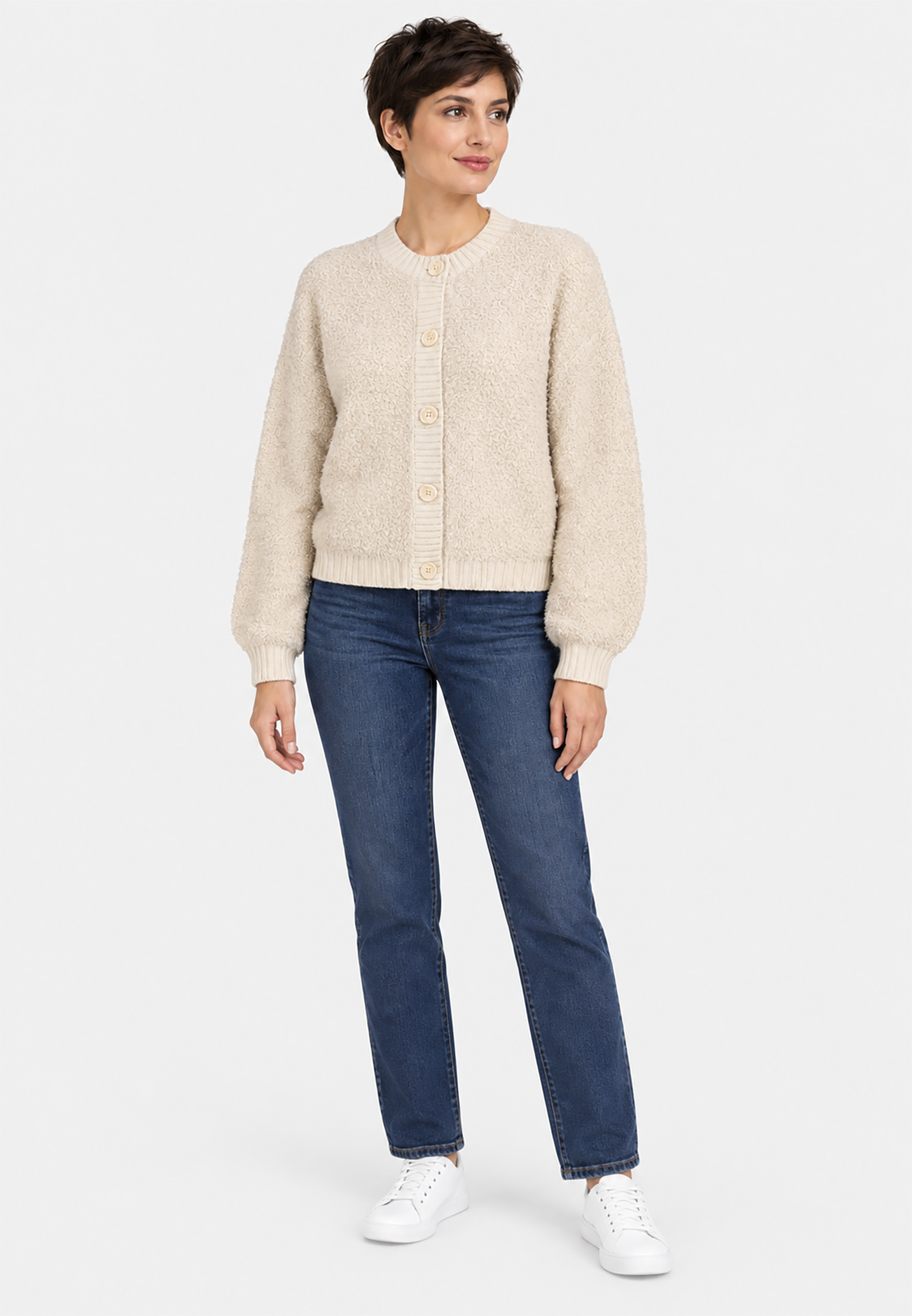 Sublevel Elegante Strickjacke Knopfleiste Rundhalsausschnitt Sublevel Elegante Strickjacke Knopfleiste Rundhalsausschnitt
