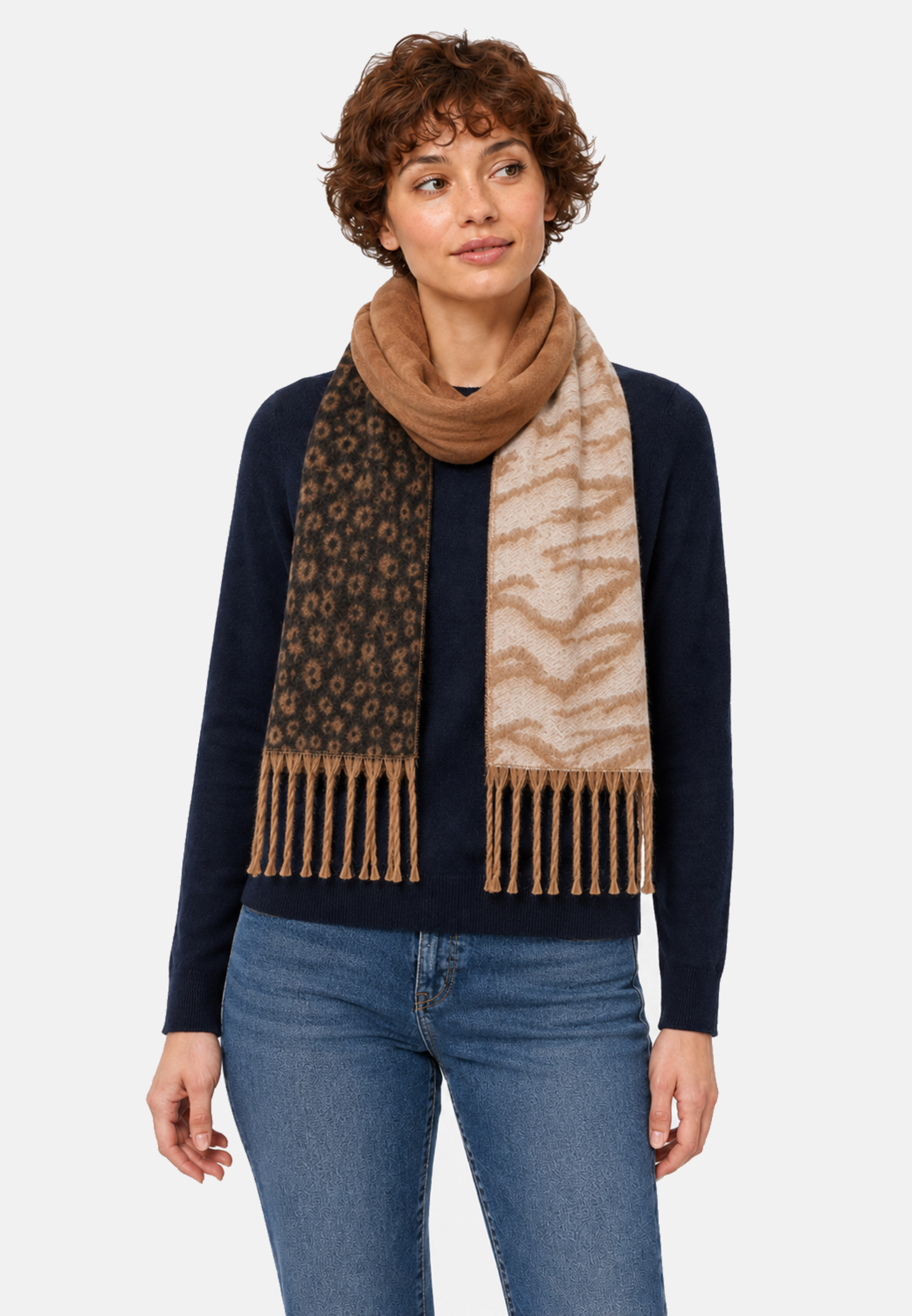 Schal Animalmuster Leo Zebra Kontrastdesign Lange Fransen Schal Animalmuster Leo Zebra Kontrastdesign Lange Fransen