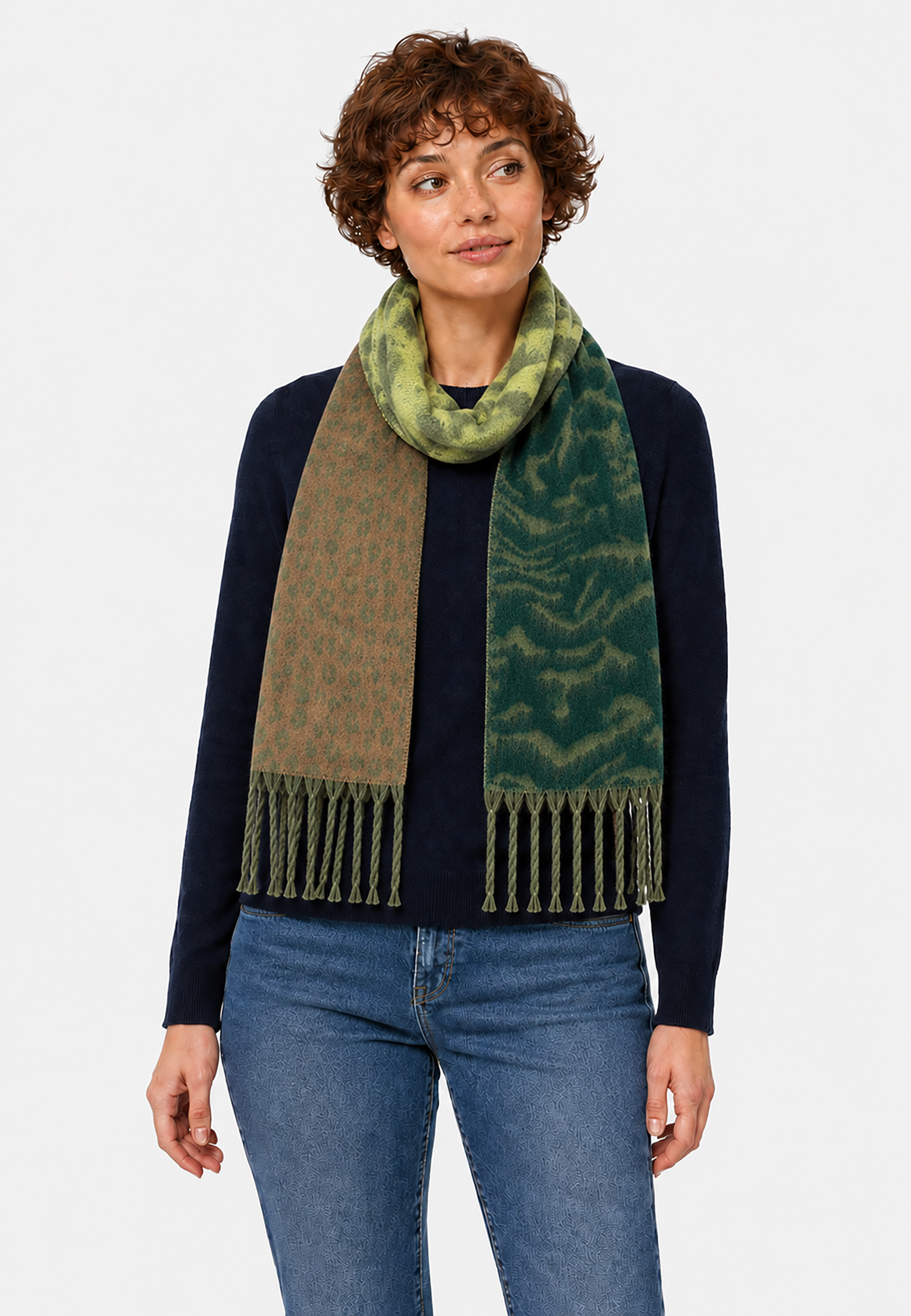 Schal Animalmuster Leo Zebra Kontrastdesign Lange Fransen Schal Animalmuster Leo Zebra Kontrastdesign Lange Fransen