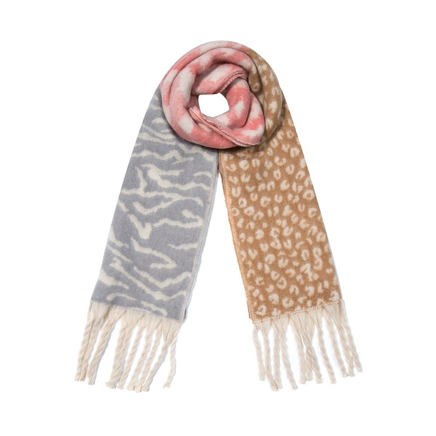 Schal Animalmuster Leo Zebra Kontrastdesign Lange Fransen Schal Animalmuster Leo Zebra Kontrastdesign Lange Fransen