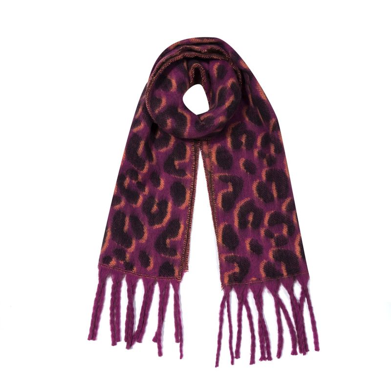 Faera Wollschal Leopardenmuster Lang Warm Kuschelig Leicht – Pink, Bild 1