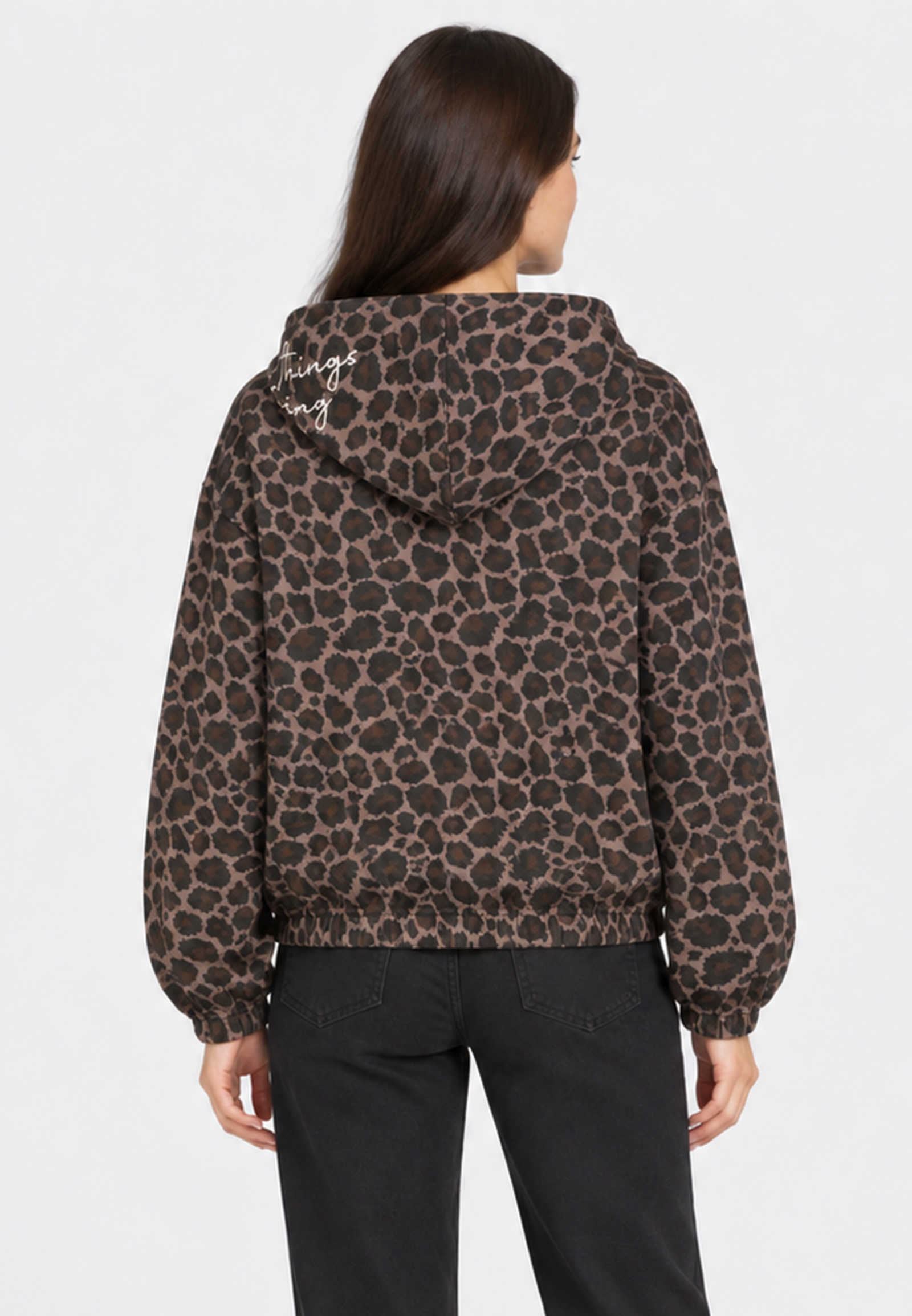Kapuzenpullover Animalprint Langarm Elastischer Bund Kapuzenpullover Animalprint Langarm Elastischer Bund