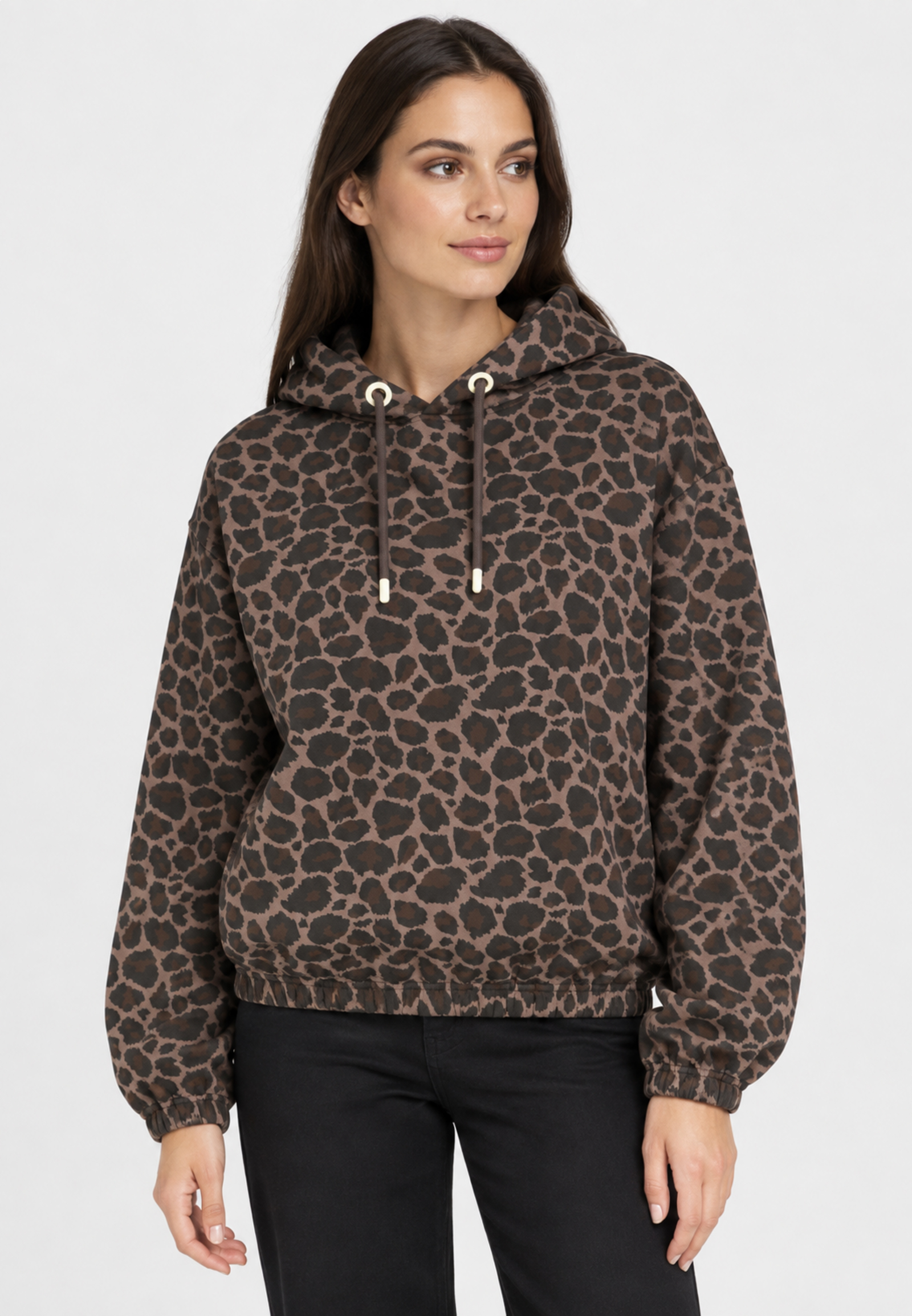 Kapuzenpullover Animalprint Langarm Elastischer Bund Kapuzenpullover Animalprint Langarm Elastischer Bund