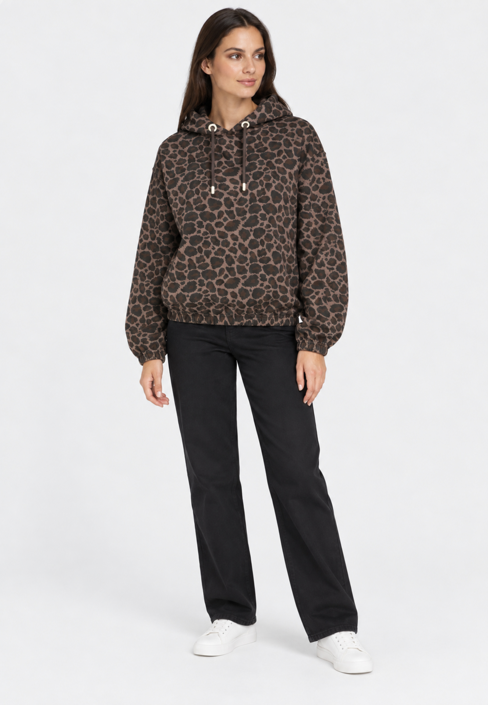Kapuzenpullover Animalprint Langarm Elastischer Bund Kapuzenpullover Animalprint Langarm Elastischer Bund