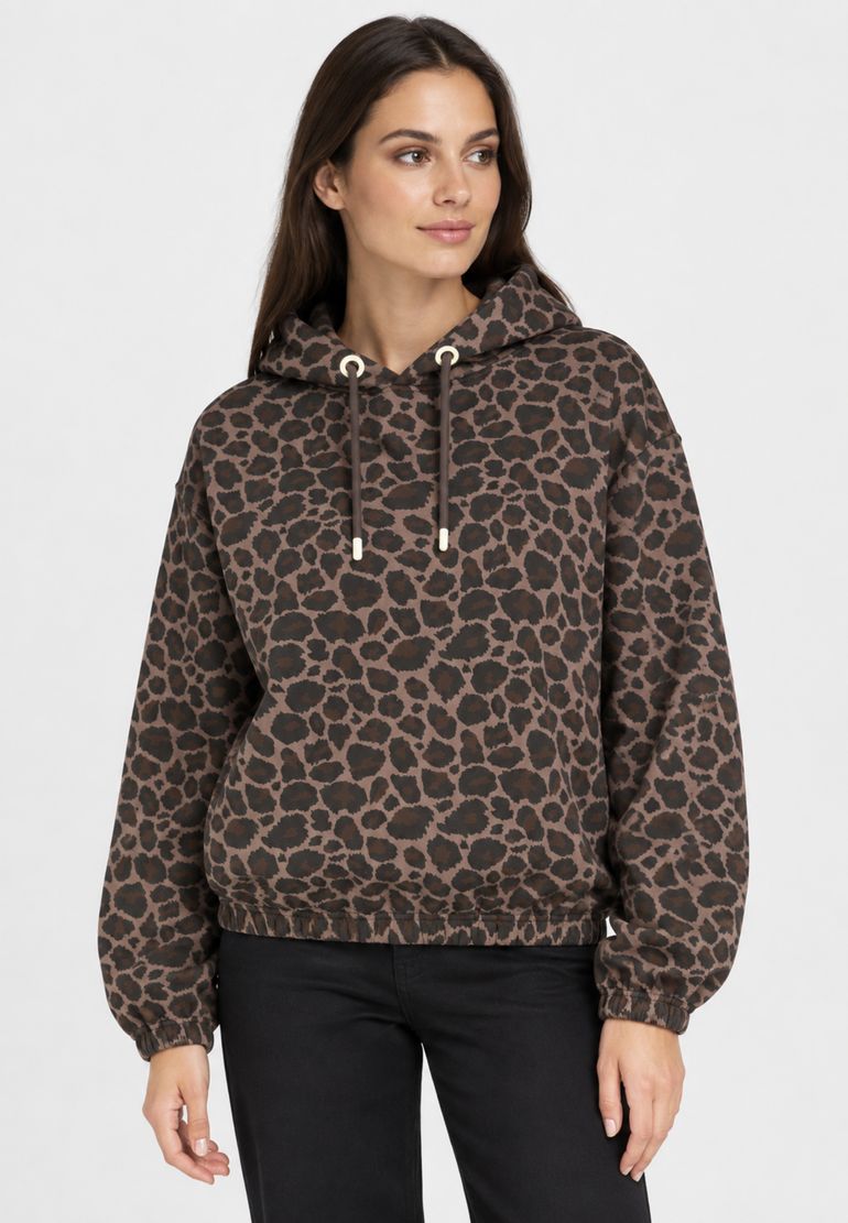 Eight 2 Nine Kapuzenpullover Animalprint Langarm Elastischer Bund – Dunkelbraun, Bild 2