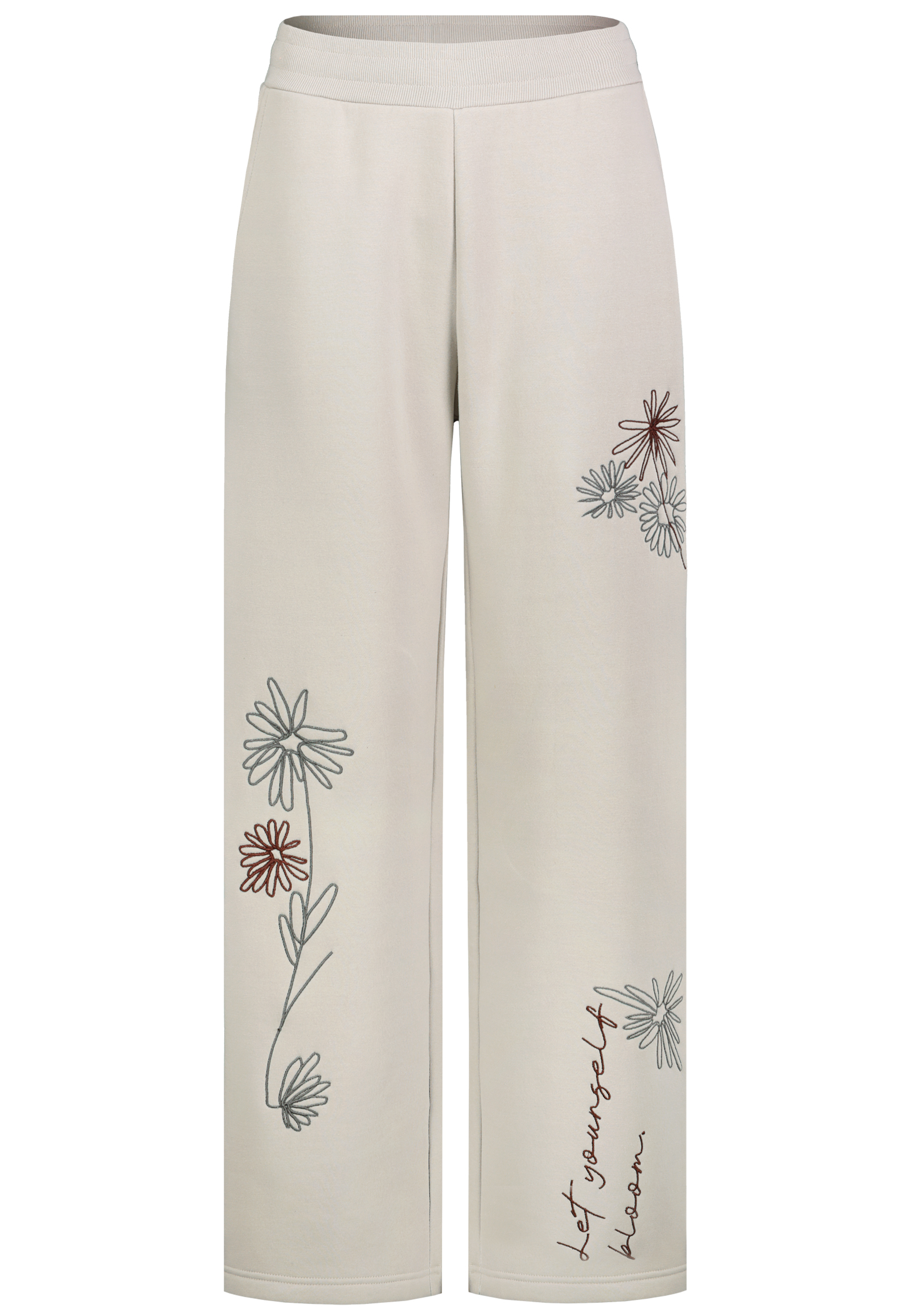 D10600BC62689A_20200_V.jpg Hose Weites Bein Blumenstickerei Schriftzüge Rippbund