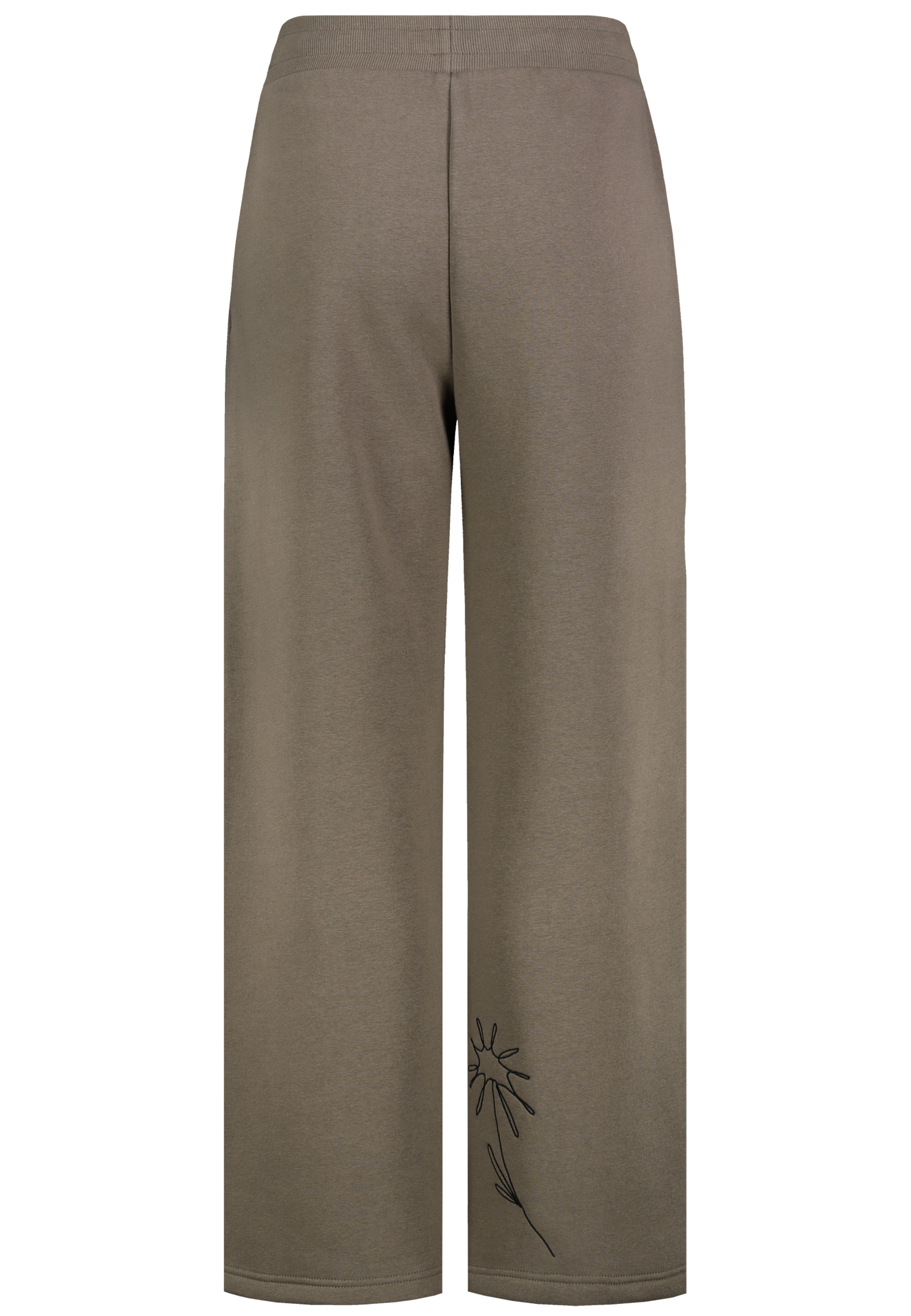 D10600BC62689A_21300_H.jpg Hose Weites Bein Blumenstickerei Schriftzüge Rippbund