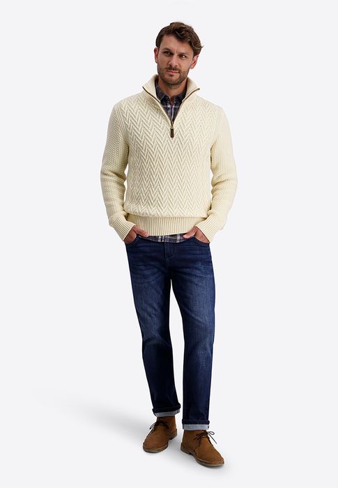 Timezone Timezone Klassischer Strickpullover Stehkragen Reißverschluss – Beige, Bild 3