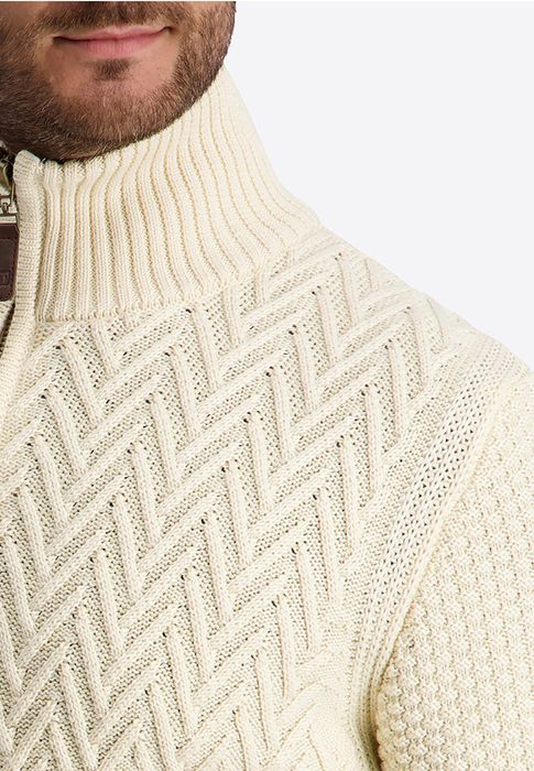 Timezone Timezone Klassischer Strickpullover Stehkragen Reißverschluss – Beige, Bild 4