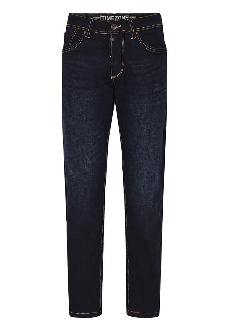 Timezone Jeans Slim Fit Unifarben Reißverschluss Gürtelschlaufen – Dunkelblau, Bild 2