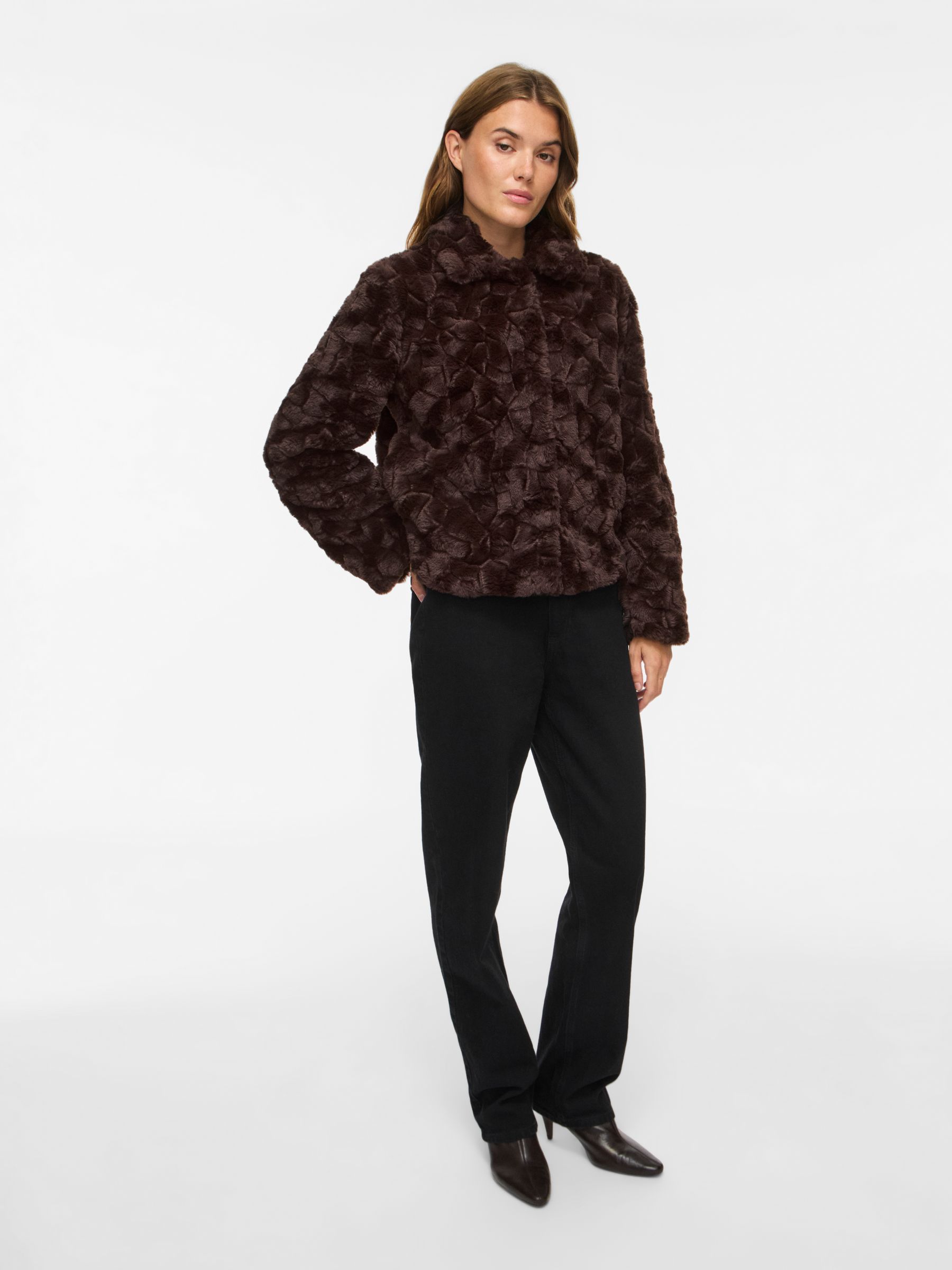14116061_5022137_4.jpg Stilvolle Jacke Kunstfell Langarm Knopfleiste Unifarben