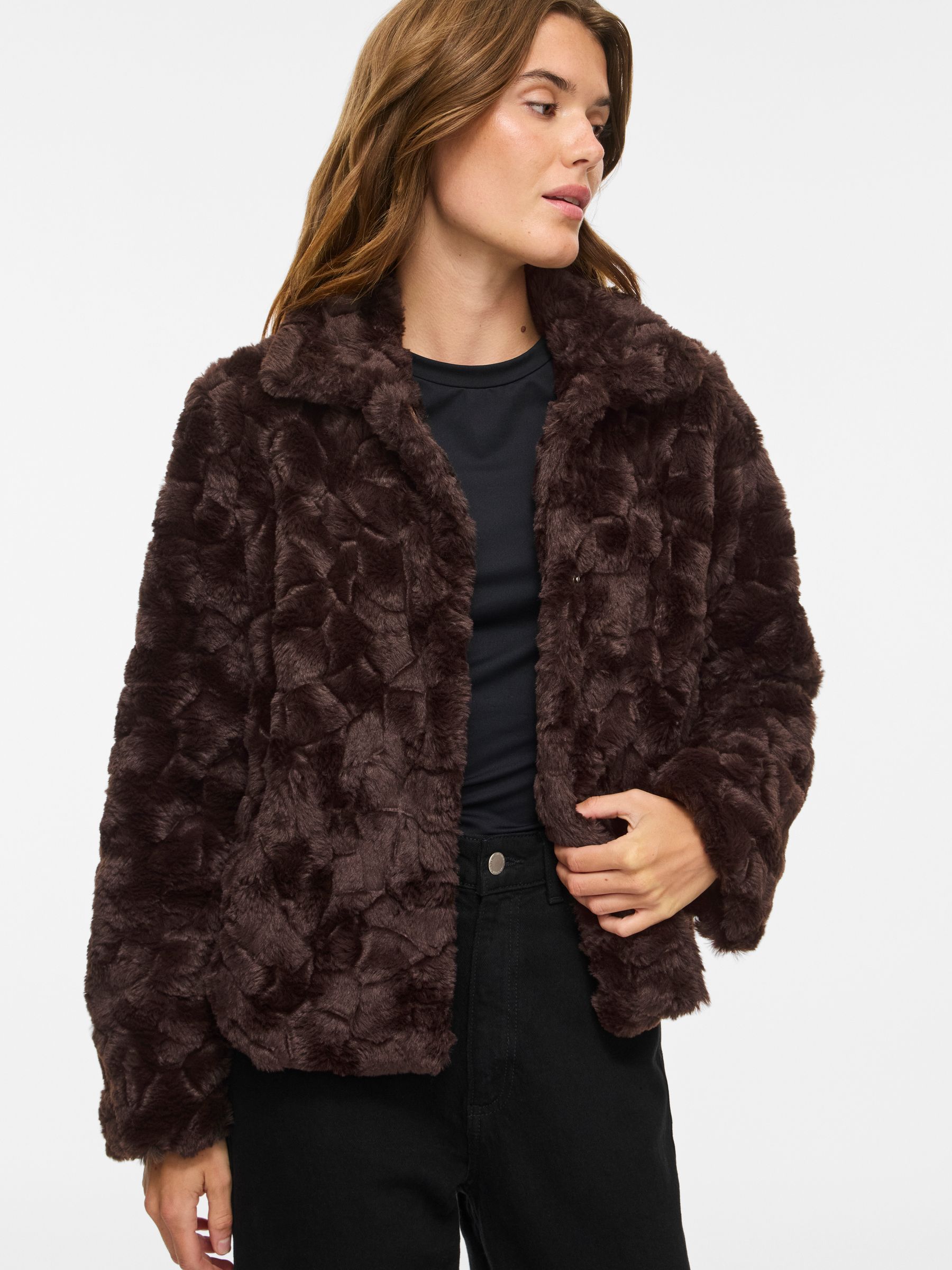 14116061_5022137_5.jpg Stilvolle Jacke Kunstfell Langarm Knopfleiste Unifarben