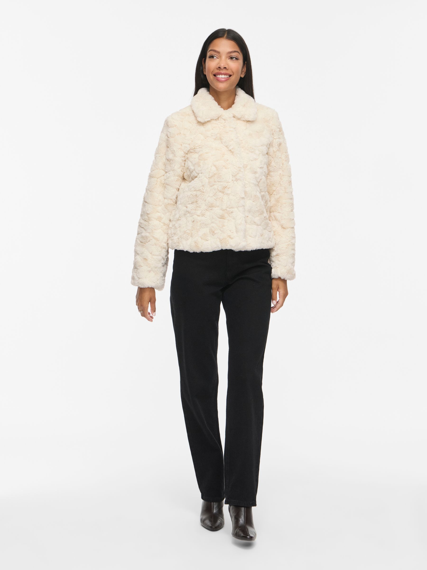 14116061_5022139_3.jpg Stilvolle Jacke Kunstfell Langarm Knopfleiste Unifarben