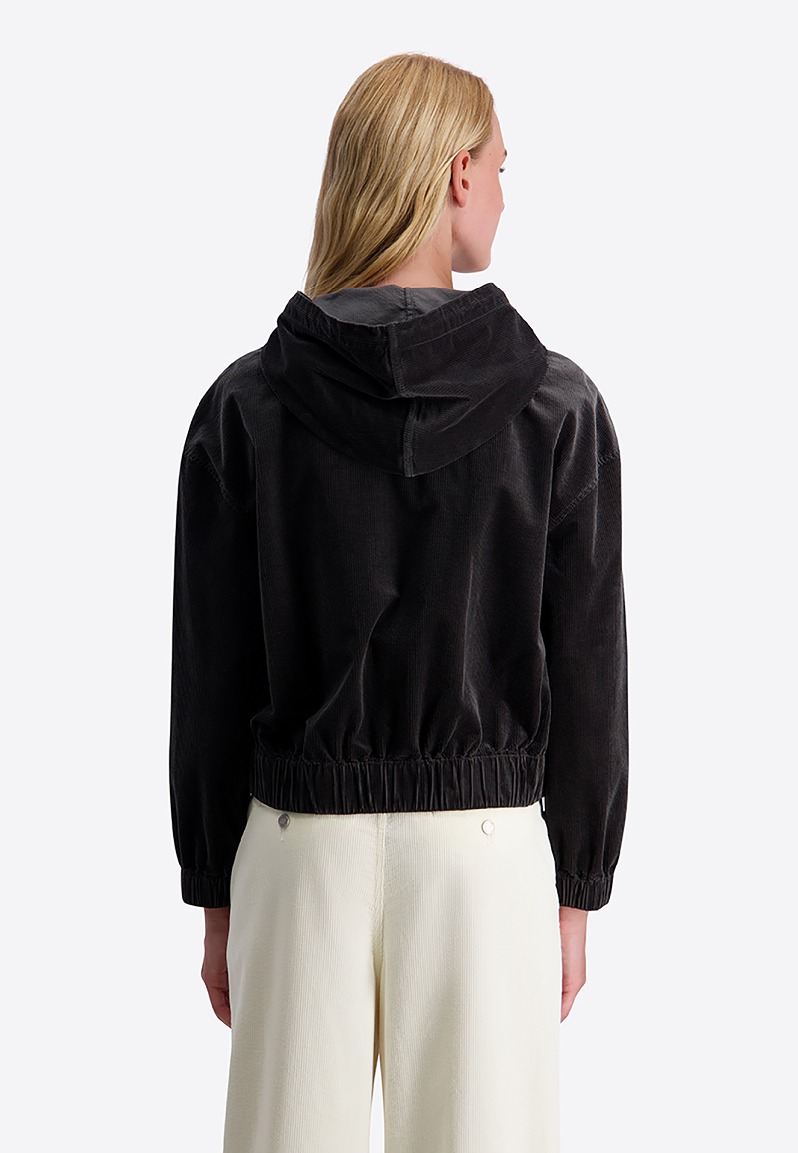 Kurzjacke Kapuze Frontreißverschluss Cordstruktur Modisch Kurzjacke Kapuze Frontreißverschluss Cordstruktur Modisch