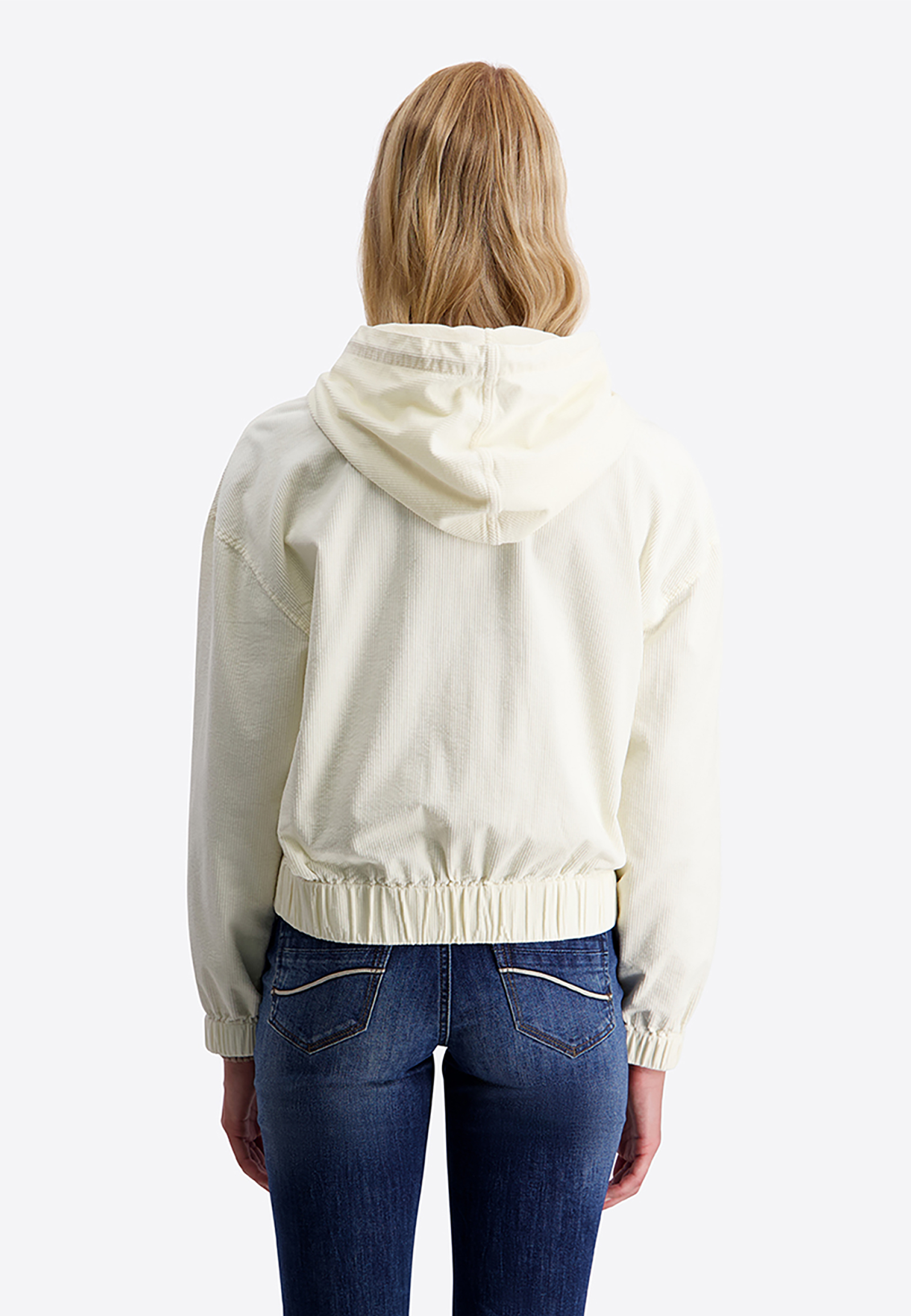 Kurzjacke Kapuze Frontreißverschluss Cordstruktur Modisch Kurzjacke Kapuze Frontreißverschluss Cordstruktur Modisch