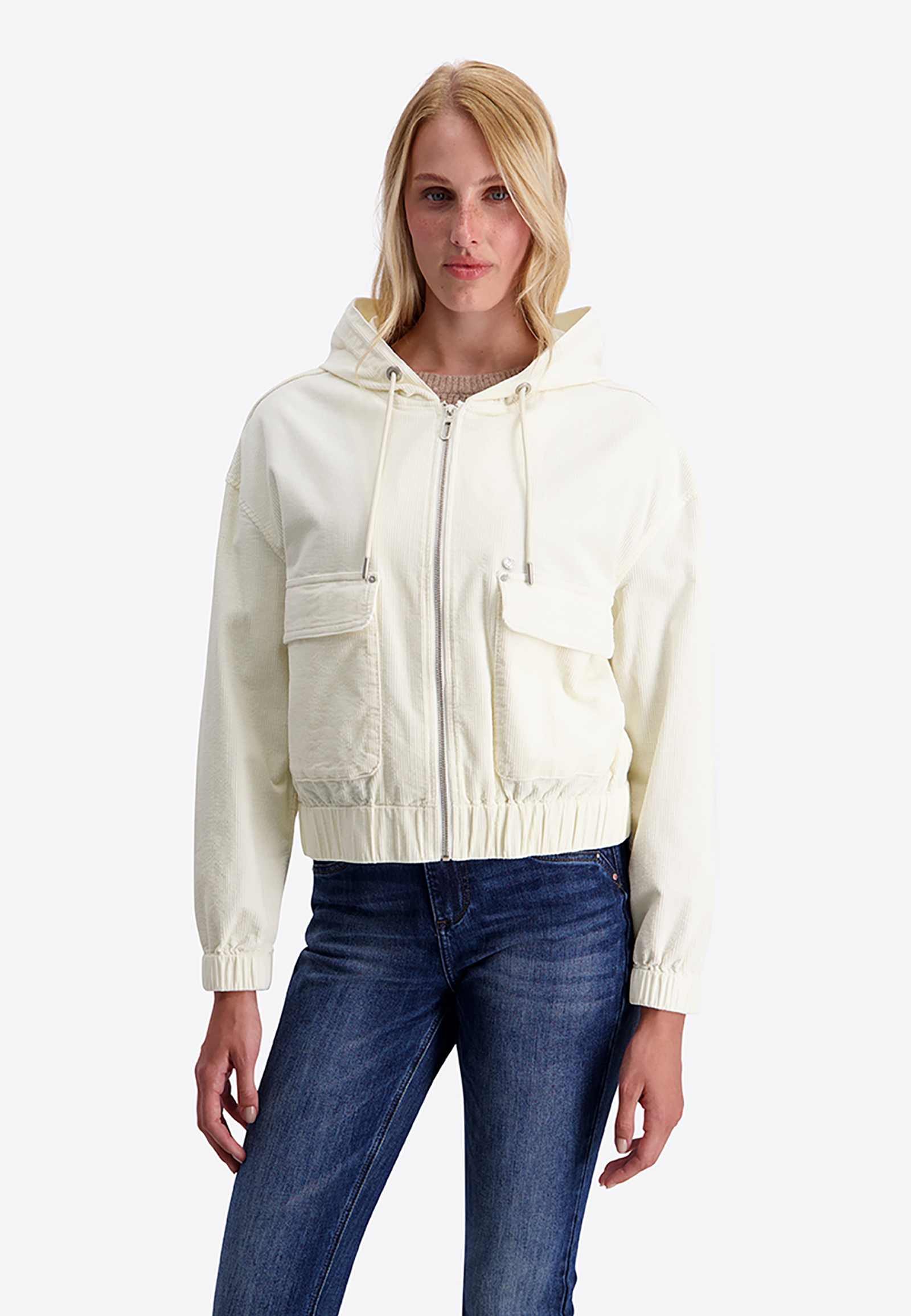 Kurzjacke Kapuze Frontreißverschluss Cordstruktur Modisch Kurzjacke Kapuze Frontreißverschluss Cordstruktur Modisch