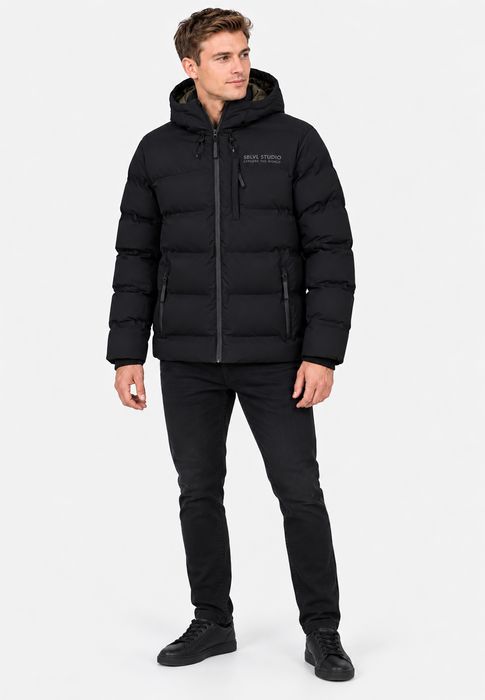 Sublevel Winterjacke Kapuze Steppoptik Brusttasche Rippbündchen – Schwarz, Bild 4