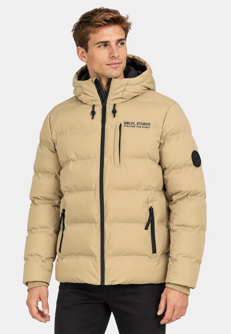 Sublevel Winterjacke Kapuze Steppoptik Brusttasche Rippbündchen – Braun, Bild 2