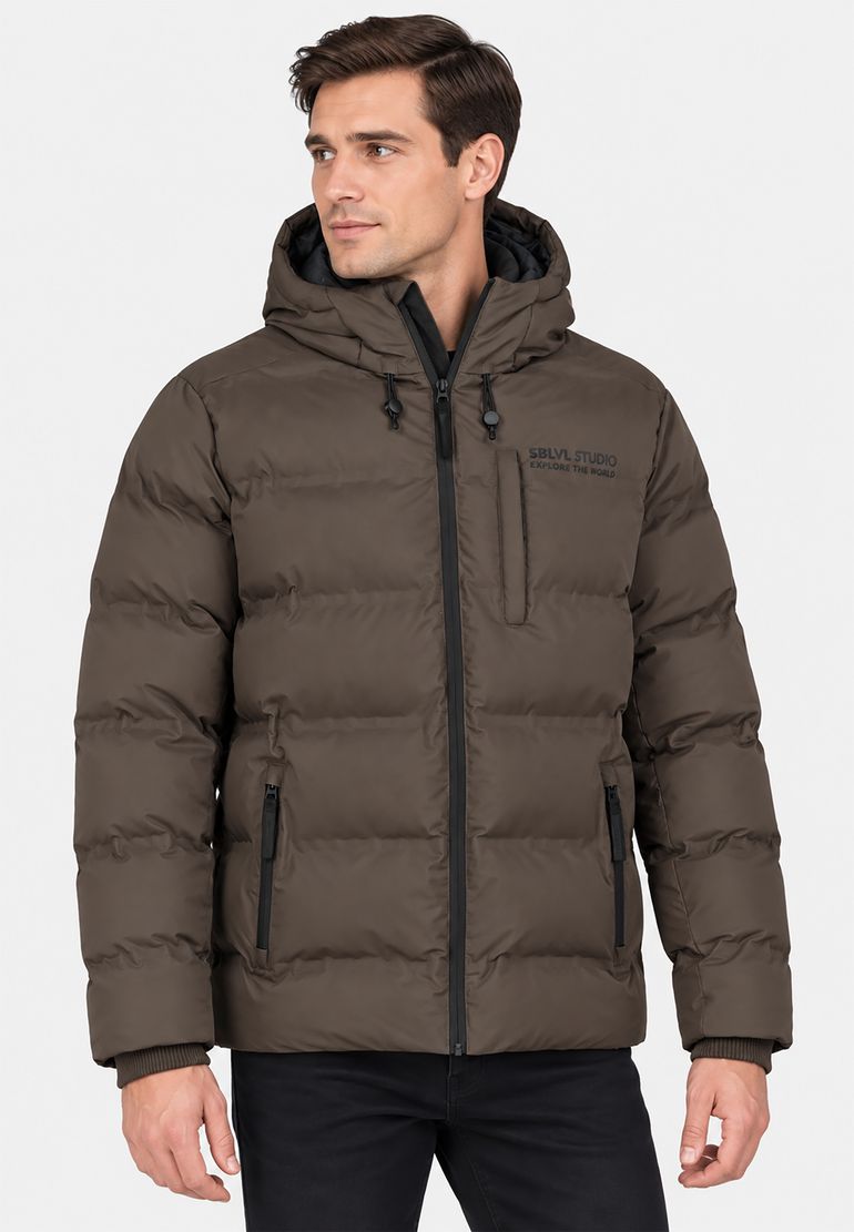 Sublevel Winterjacke Kapuze Steppoptik Brusttasche Rippbündchen – Grün, Bild 2