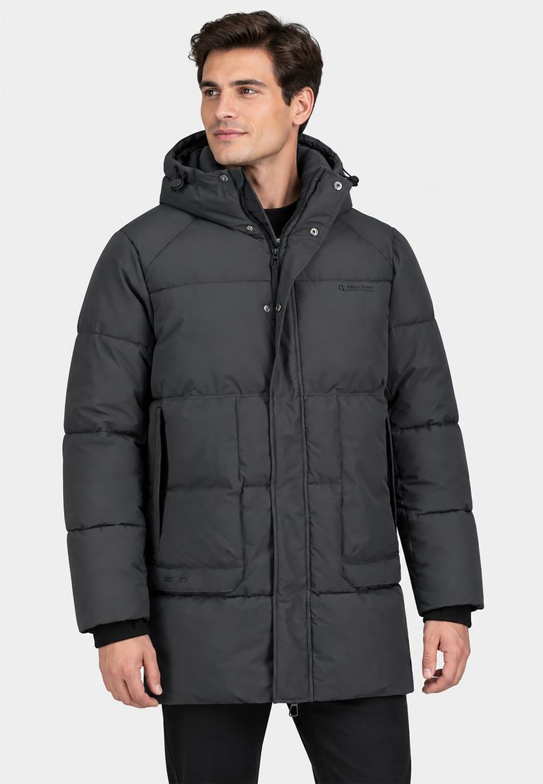 Sublevel Sublevel Modische Winterjacke Unifarben Kapuze Reißverschluss – Dunkelgrau, Bild 2