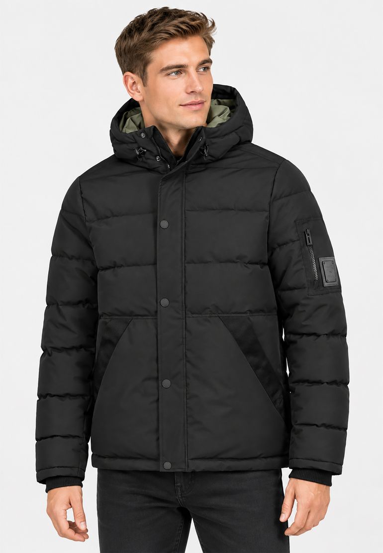 Eight 2 Nine Winterjacke Kapuze Steppoptik Druckknopfleiste Ärmeltasche – Schwarz, Bild 2
