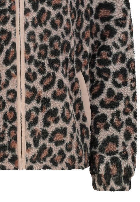 Sublevel Teddyjacke Alloverprint Stehkragen Seitliche Leistentaschen – Beige, Bild 5