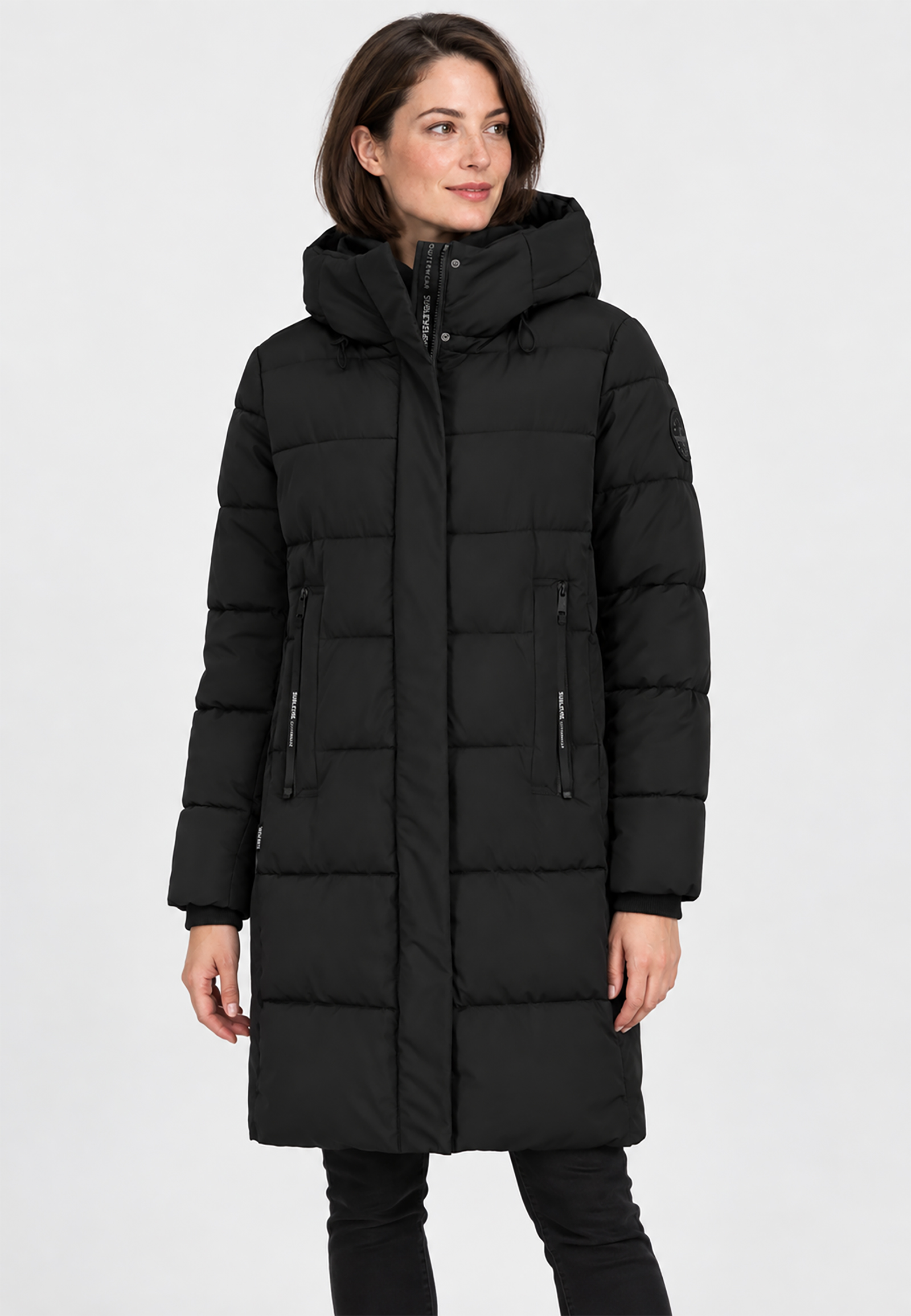 Hochwertige Winterjacke Reißverschlusstaschen Kapuze Hochwertige Winterjacke Reißverschlusstaschen Kapuze