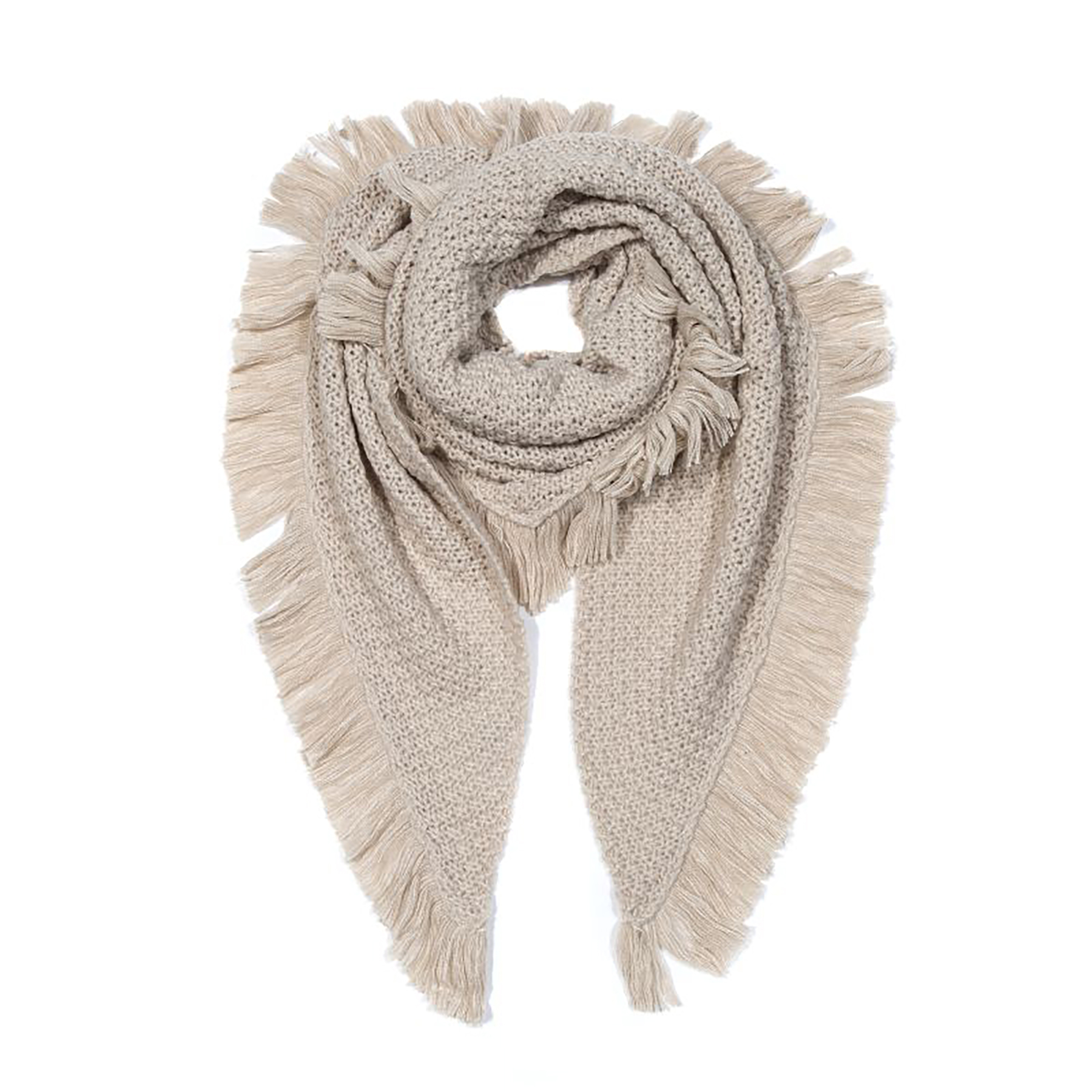 810419_59d56b57081d44e822a68fe95982f69e_002.jpg Dreieckstuch Offene Strickstruktur Umlaufender Fransenrand