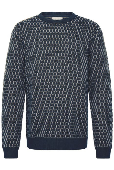 BLEND Modischer Strickpullover Langarm Gepunktet Rippbündchen, Farbe: Blau