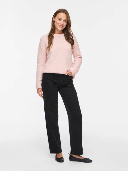 Vila Klassischer Strickpullover Rundhalsausschnitt Einfarbig – Rosa, Bild 4