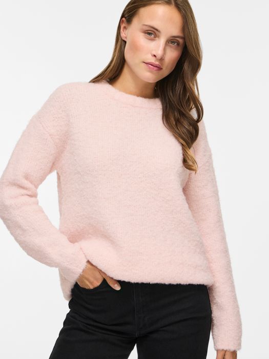 Vila Klassischer Strickpullover Rundhalsausschnitt Einfarbig – Rosa, Bild 5