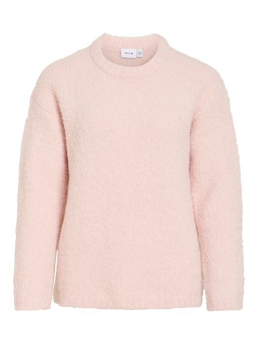 Vila Klassischer Strickpullover Rundhalsausschnitt Einfarbig – Rosa, Bild 3