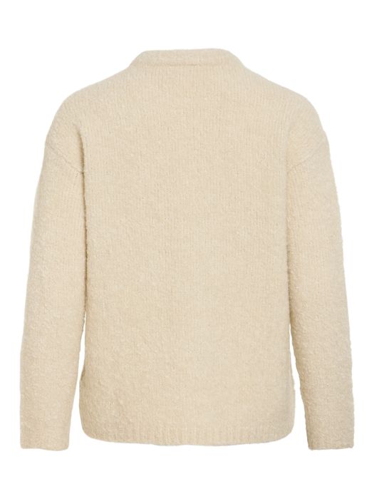Vila Klassischer Strickpullover Rundhalsausschnitt Einfarbig – Creme, Bild 7
