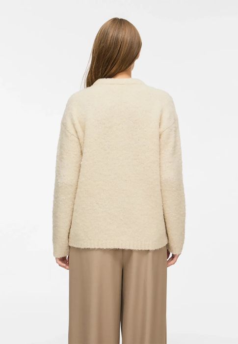 Vila Klassischer Strickpullover Rundhalsausschnitt Einfarbig – Creme, Bild 6