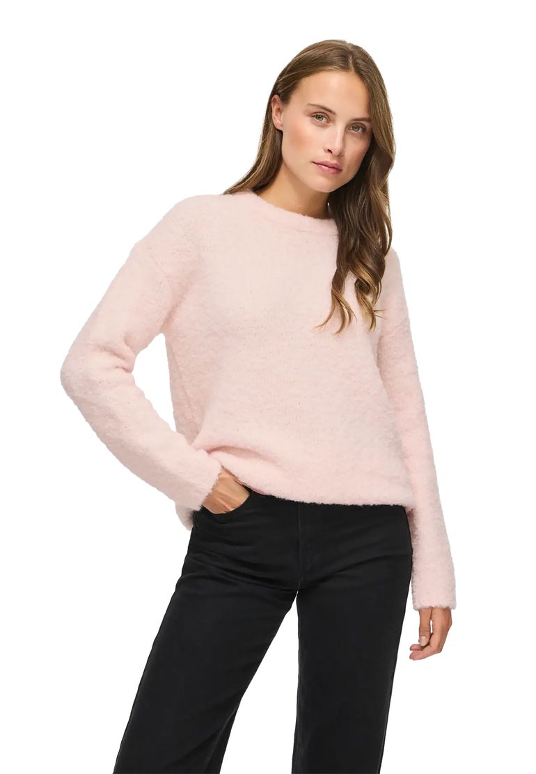 Vila Klassischer Strickpullover Rundhalsausschnitt Einfarbig – Rosa, Bild 2