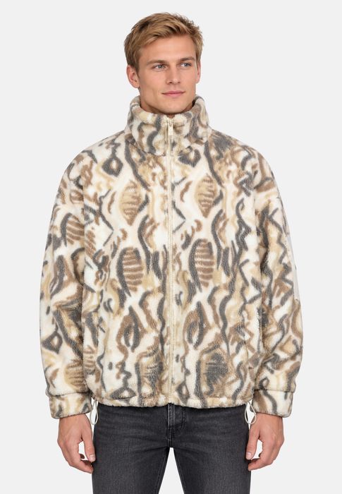 Carlo Colucci Teddyjacke Oversize Stehkragen Grafisches, Farbe: Beige