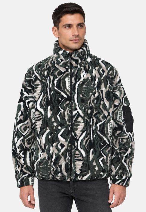 Carlo Colucci Teddyjacke Oversize Stehkragen Grafisches, Farbe: Schwarz