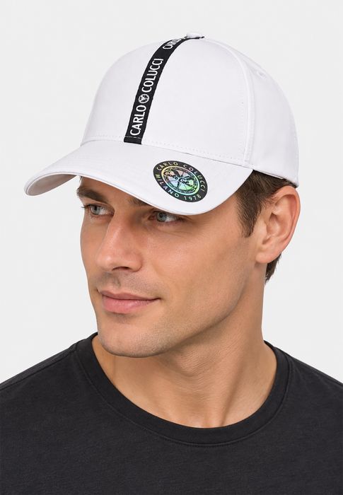 Carlo Colucci Basecap Logostreifen Verstärkter Schirm Weitenverstellbar – Weiß, Bild 4