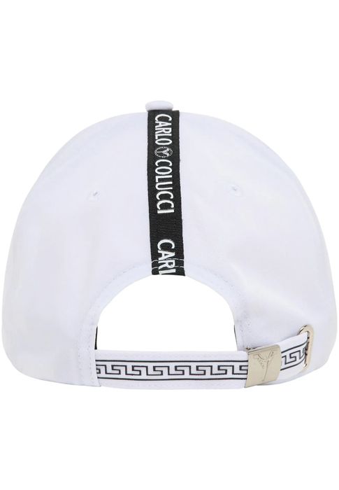 Carlo Colucci Basecap Logostreifen Verstärkter Schirm Weitenverstellbar – Weiß, Bild 5