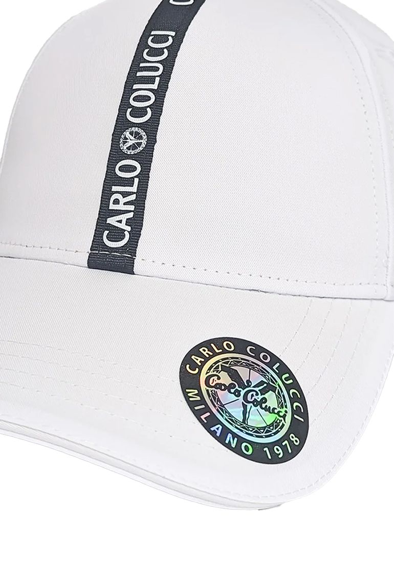 Carlo Colucci Basecap Logostreifen Verstärkter Schirm Weitenverstellbar – Weiß, Bild 2