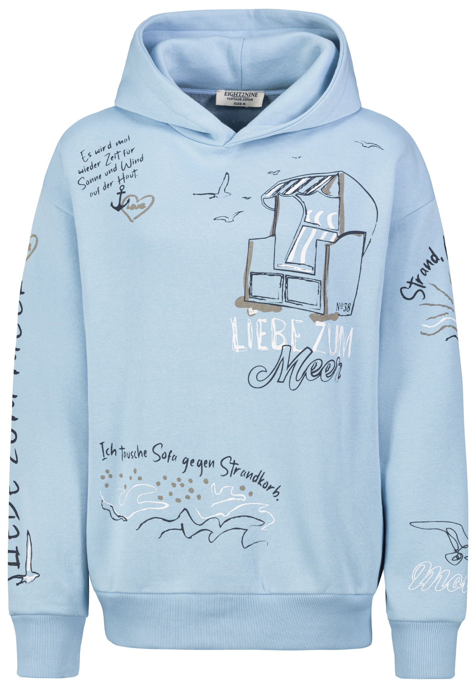 D10600BA02743-_19200_007.jpg Kapuzenpullover Rippbündchen Motivprint Eingriffstasche